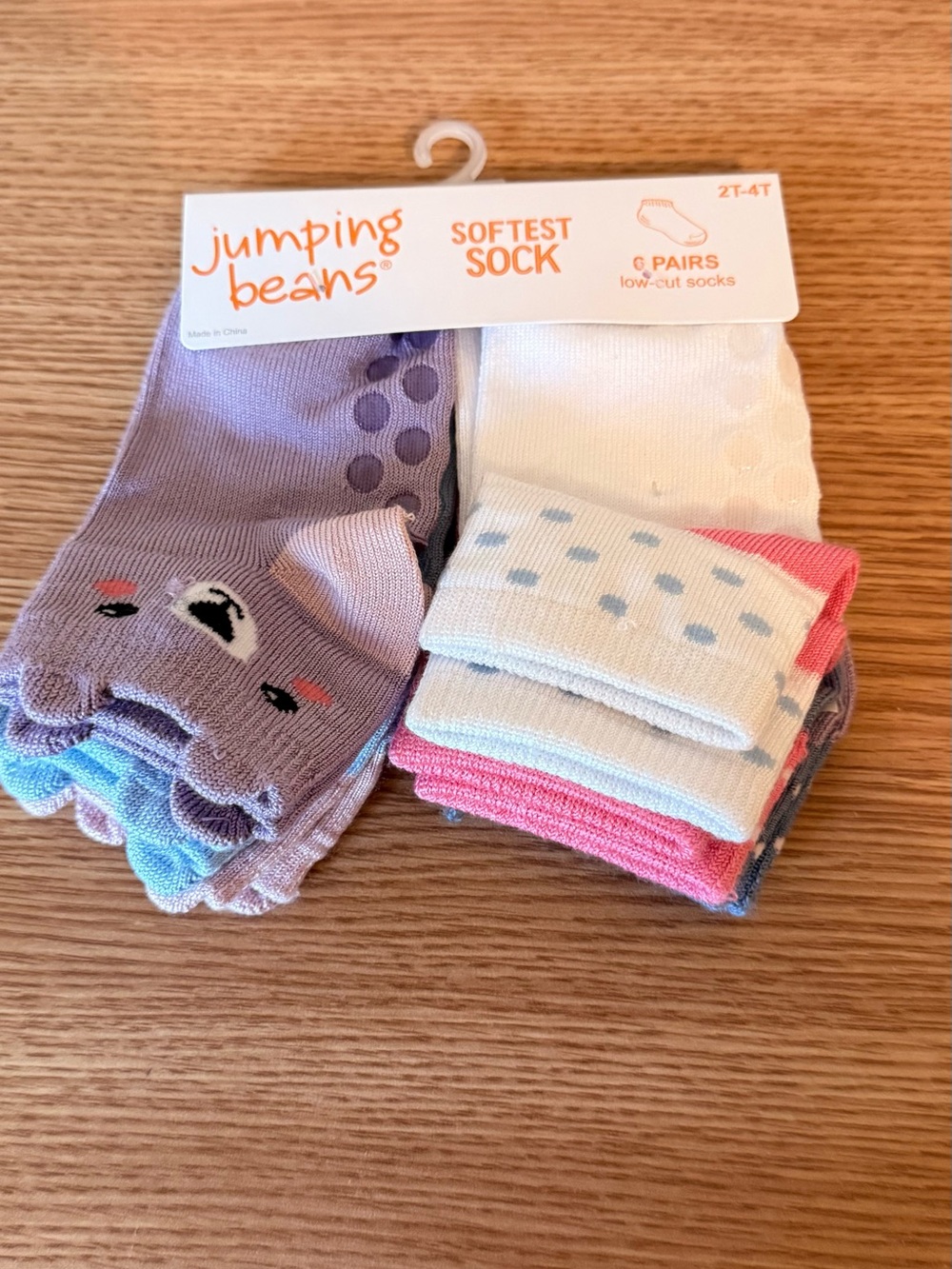 jumping beans 6-Pack Low-Cut Kids Socks - Purple, White, Pink, Blue, size 2T/4T
